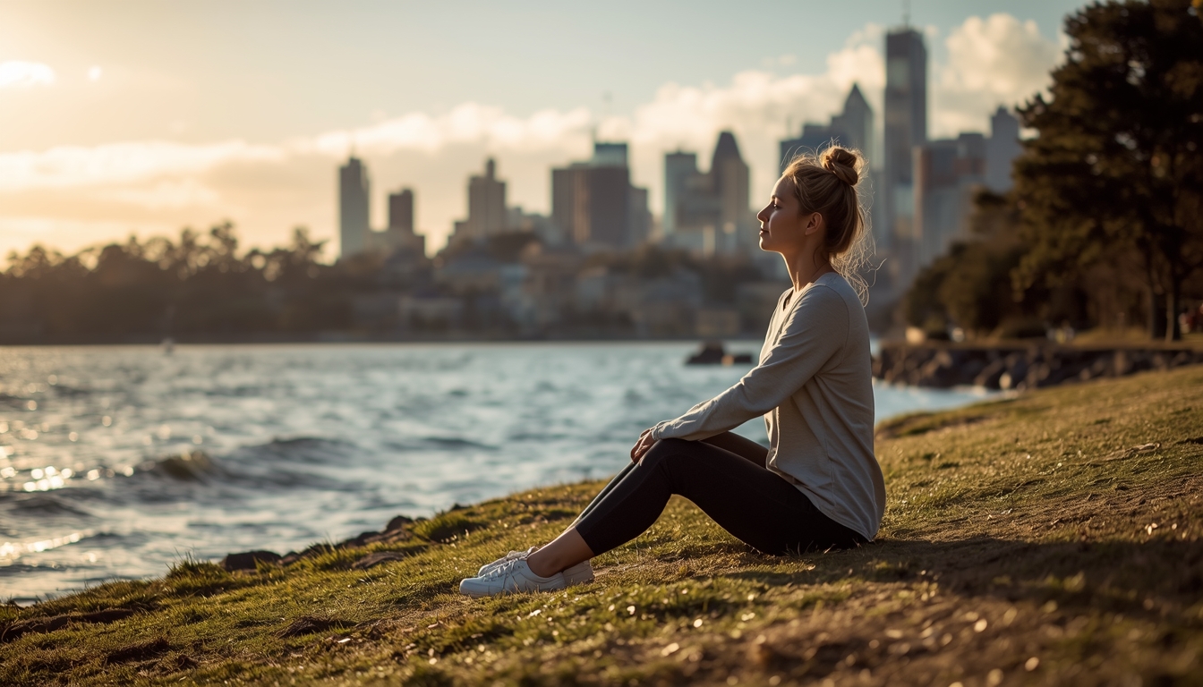 Person enjoying a calm morning routine outdoors in Sydney